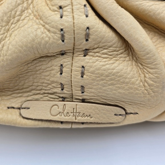 Cole Haan Leather Satchel Handbag Cream Neutral Top Handle Bag Women - Picture 2 of 14